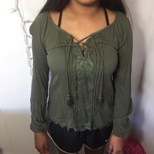 Hollister lace up shirt